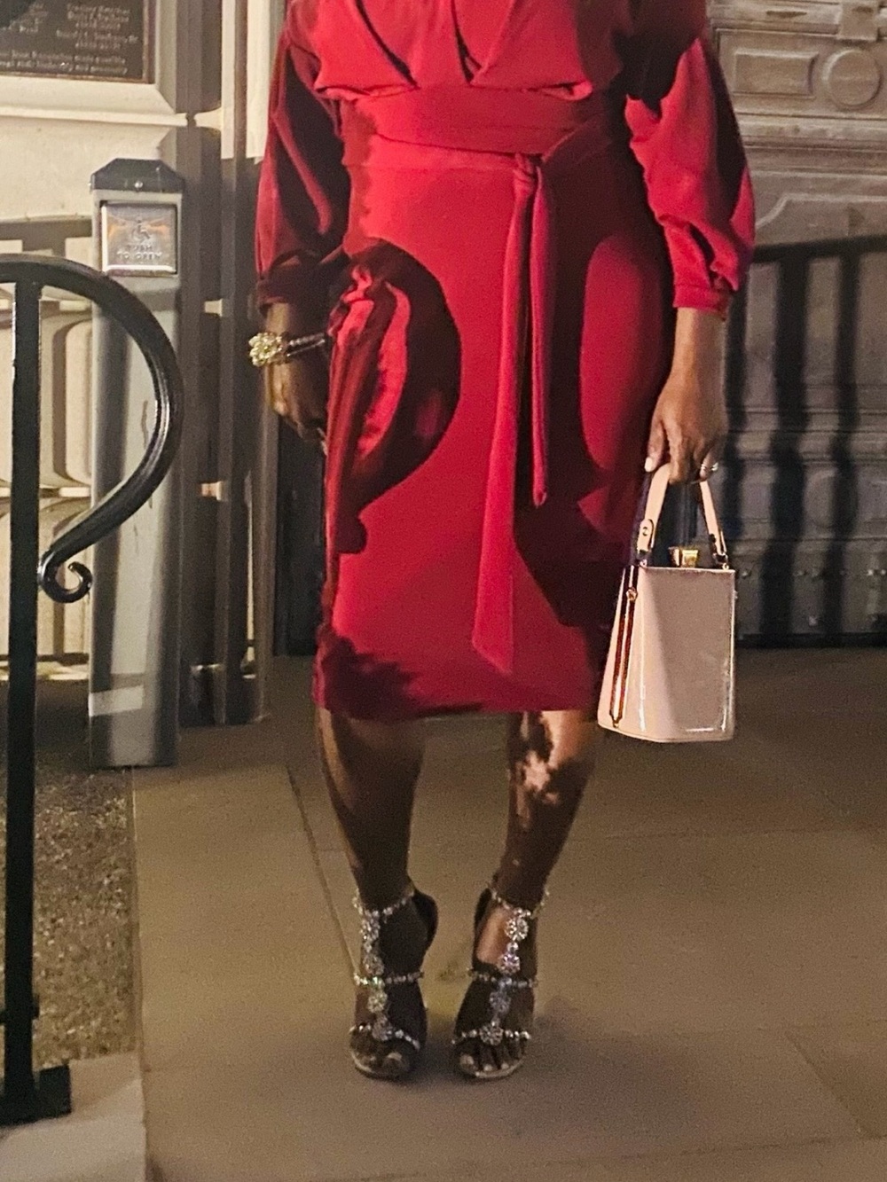 Elegant Red Wrap-Style Women’s Dress